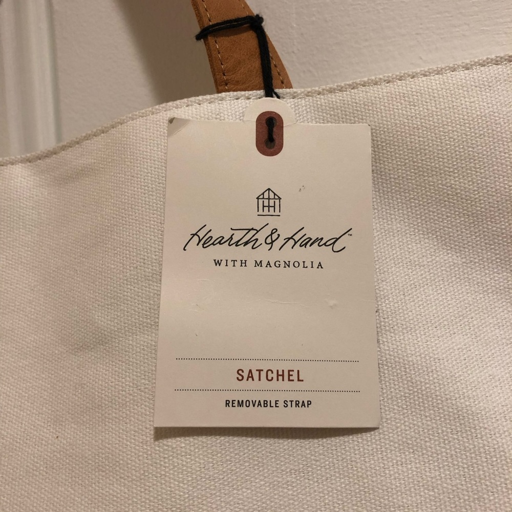 Hearth Hand Magnolia White Leather Satchel Bag - Picture 3 of 5